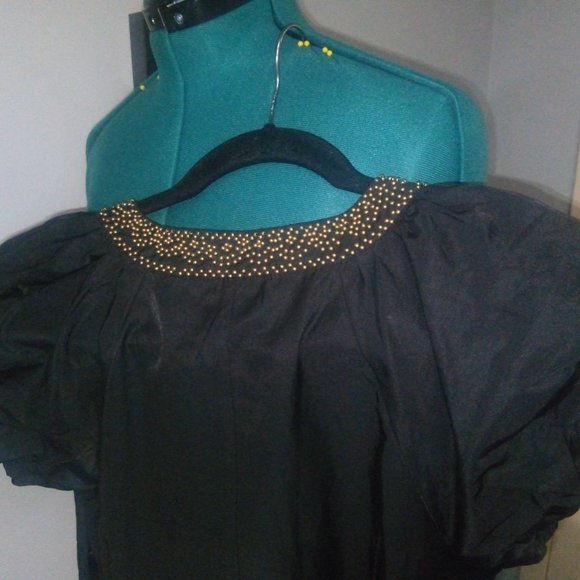 Narciso Lang Beaded A-line Puff Sleeve Mini Dress in Black Sz L NWT - Picture 15 of 16